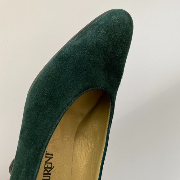 VINTAGE Yves Saint Laurent Deep Emerald Suede Heel - Picture 7 of 7